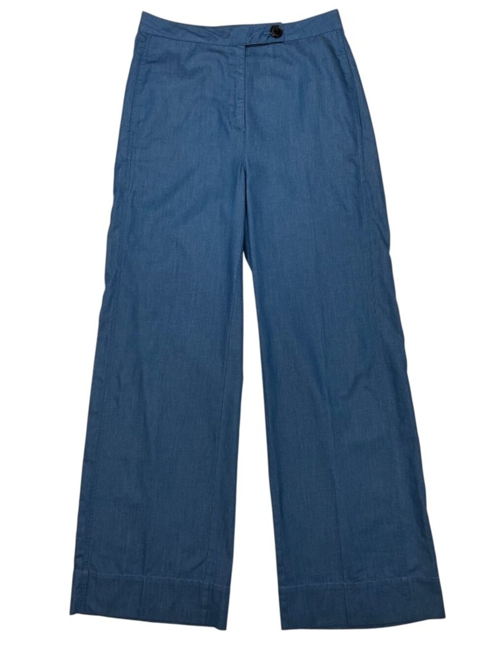 Derek Lam 10 Crosby Wide Leg High Rise Trouser Pants 6 Blue Cotton